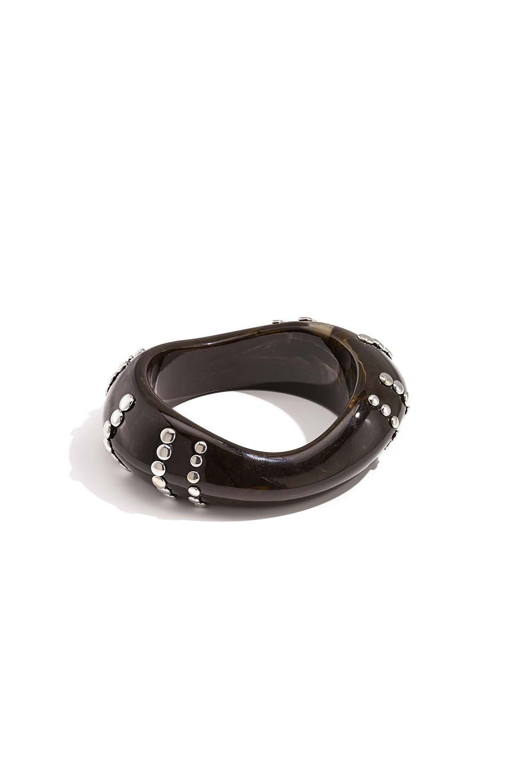 Bracelet jonc en résine avec clous à motif rayé