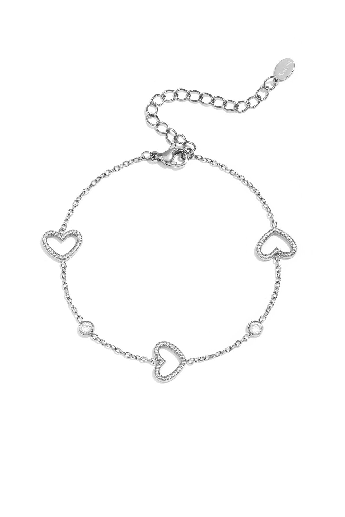 Bracelet en forme de cœur orné de pierres alternées