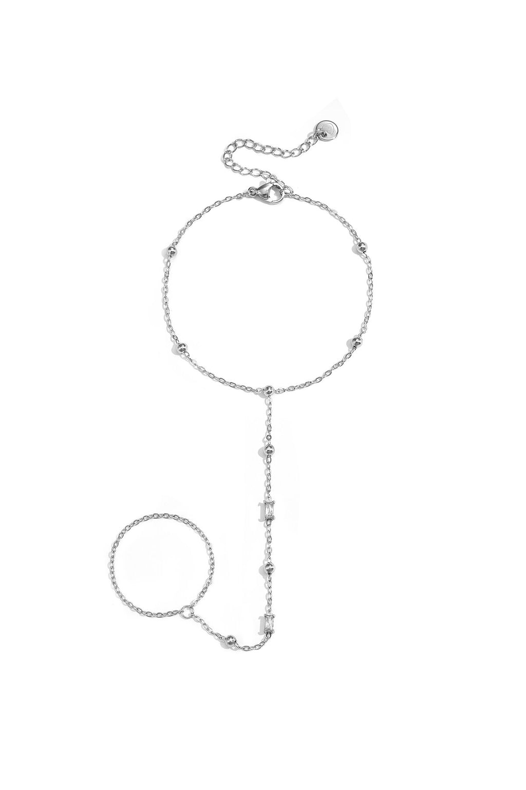 Chaîne de main avec perles et pierres rectangulaires