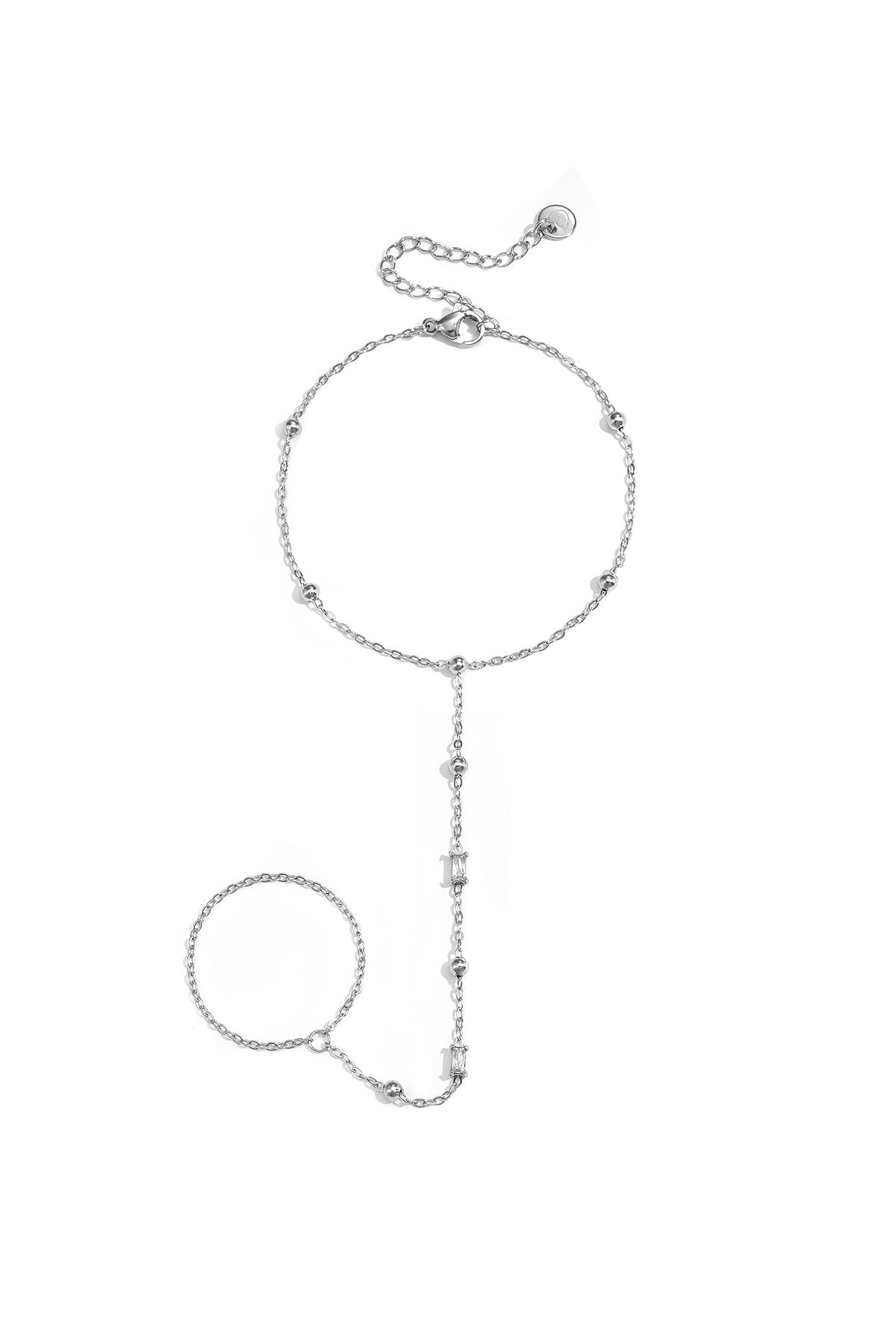 Chaîne de main avec perles et pierres rectangulaires