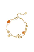 Bracelet à breloques avec perles orange, fleurs et cœurs