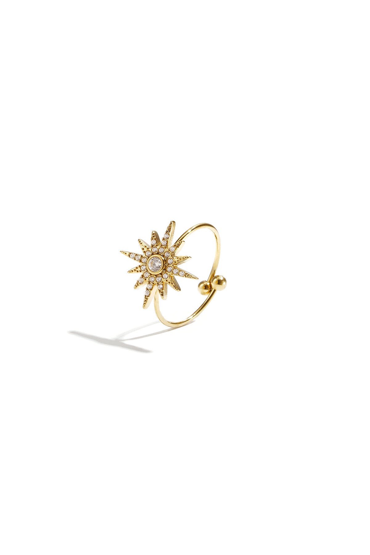 Bague ajustable ornée d'une étoile filante et de pierres