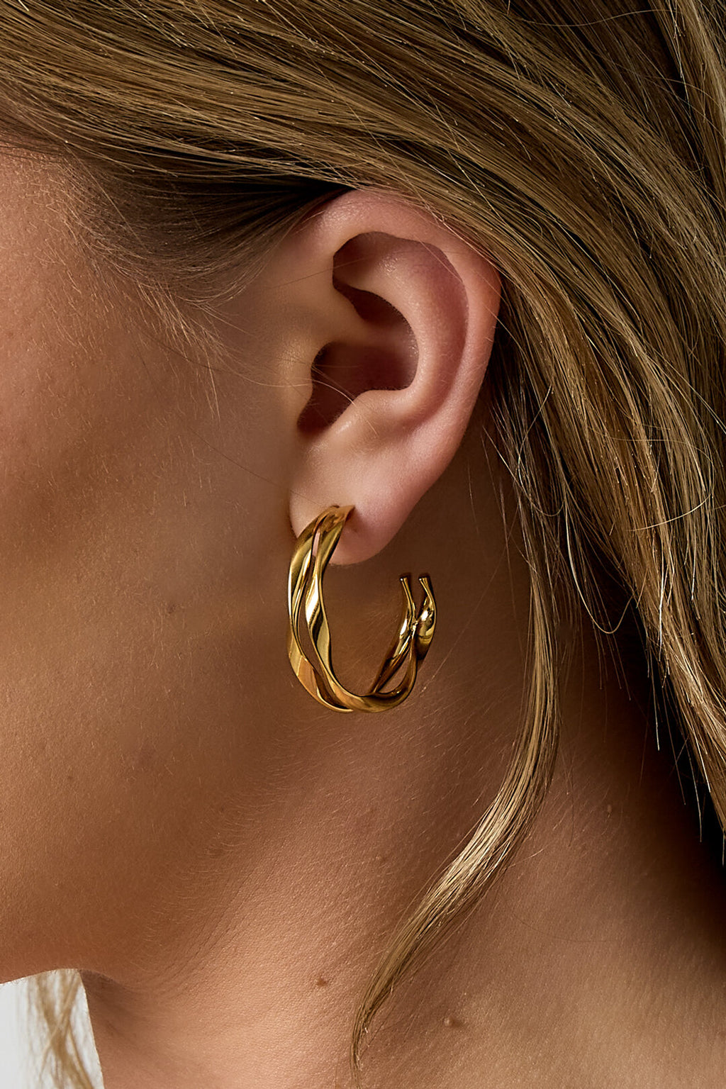 Boucles d'oreilles créoles doubles organiques