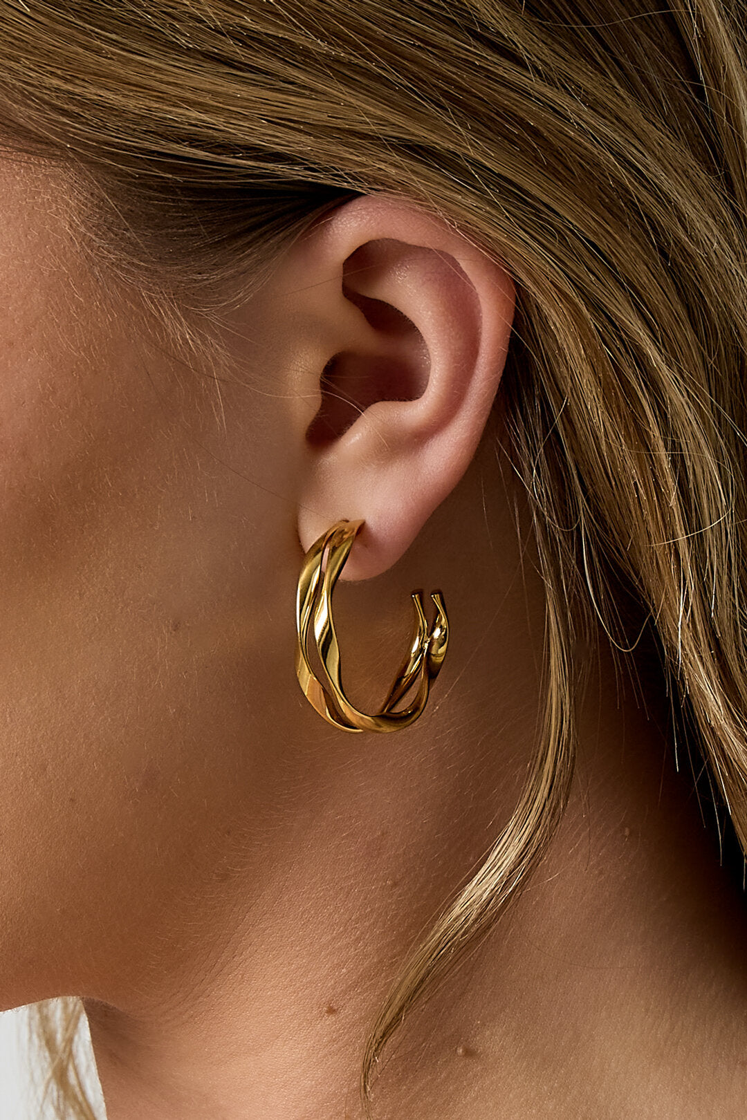 Boucles d'oreilles créoles doubles organiques