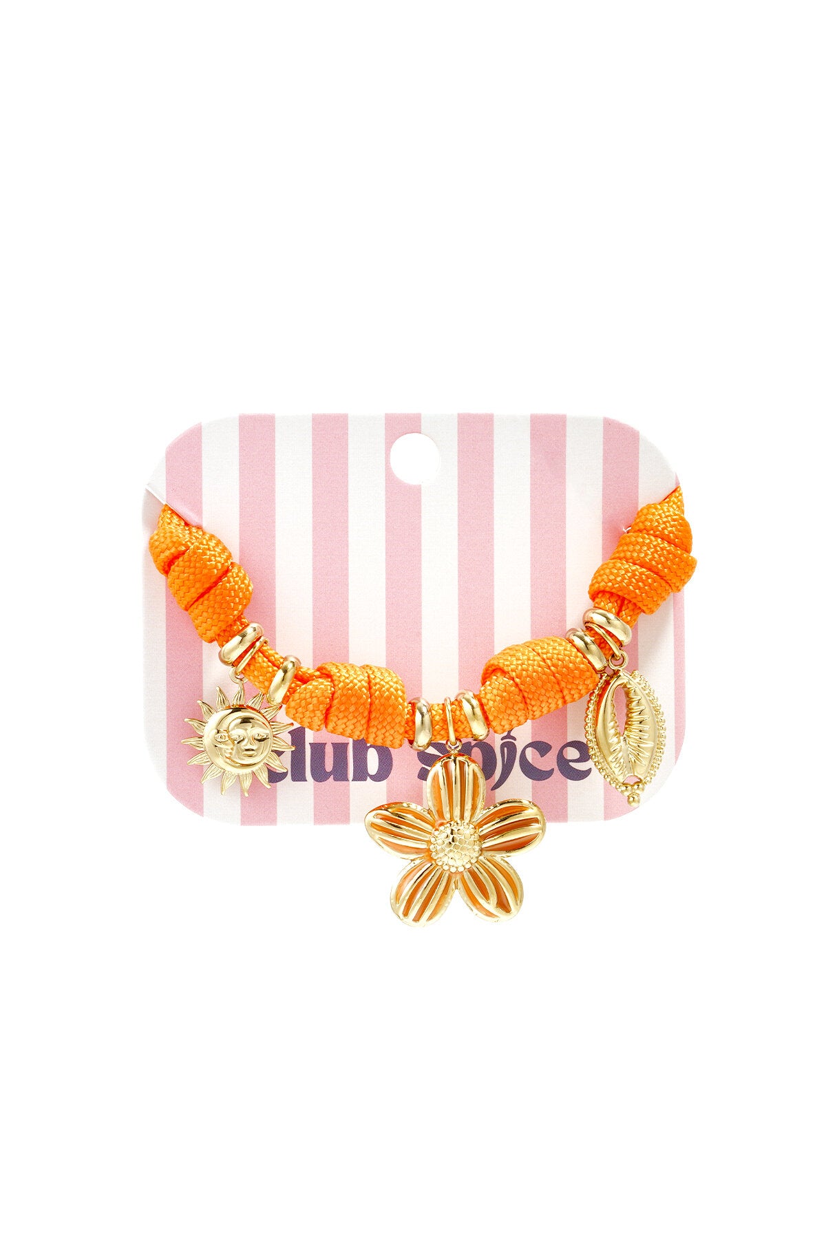Bracelet en corde avec nœuds et breloques diverses