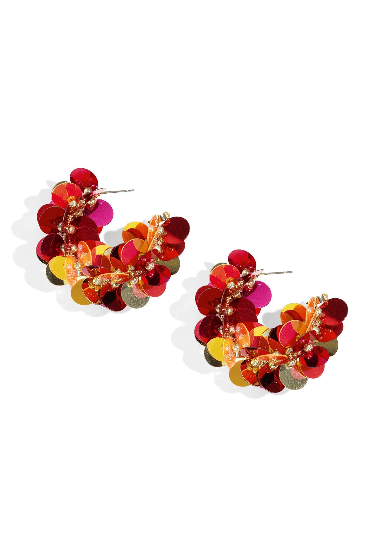 Boucles d'oreilles créoles en sequins et perles