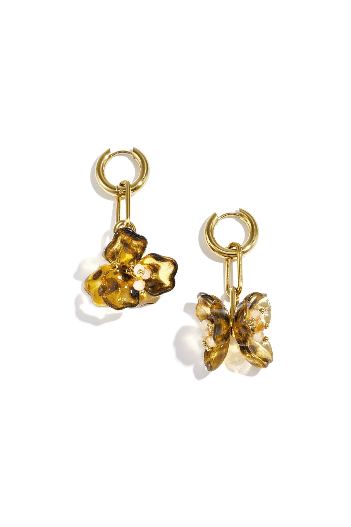 Boucles d'oreilles fleurs avec perles