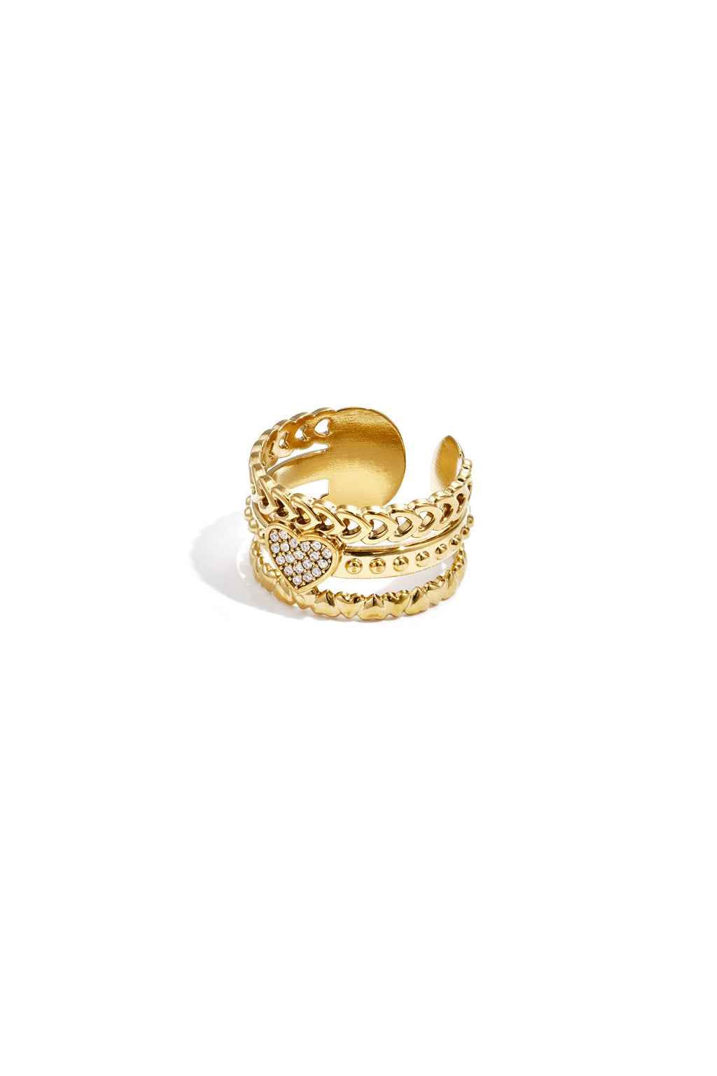 Bague imposante avec une rose au cœur