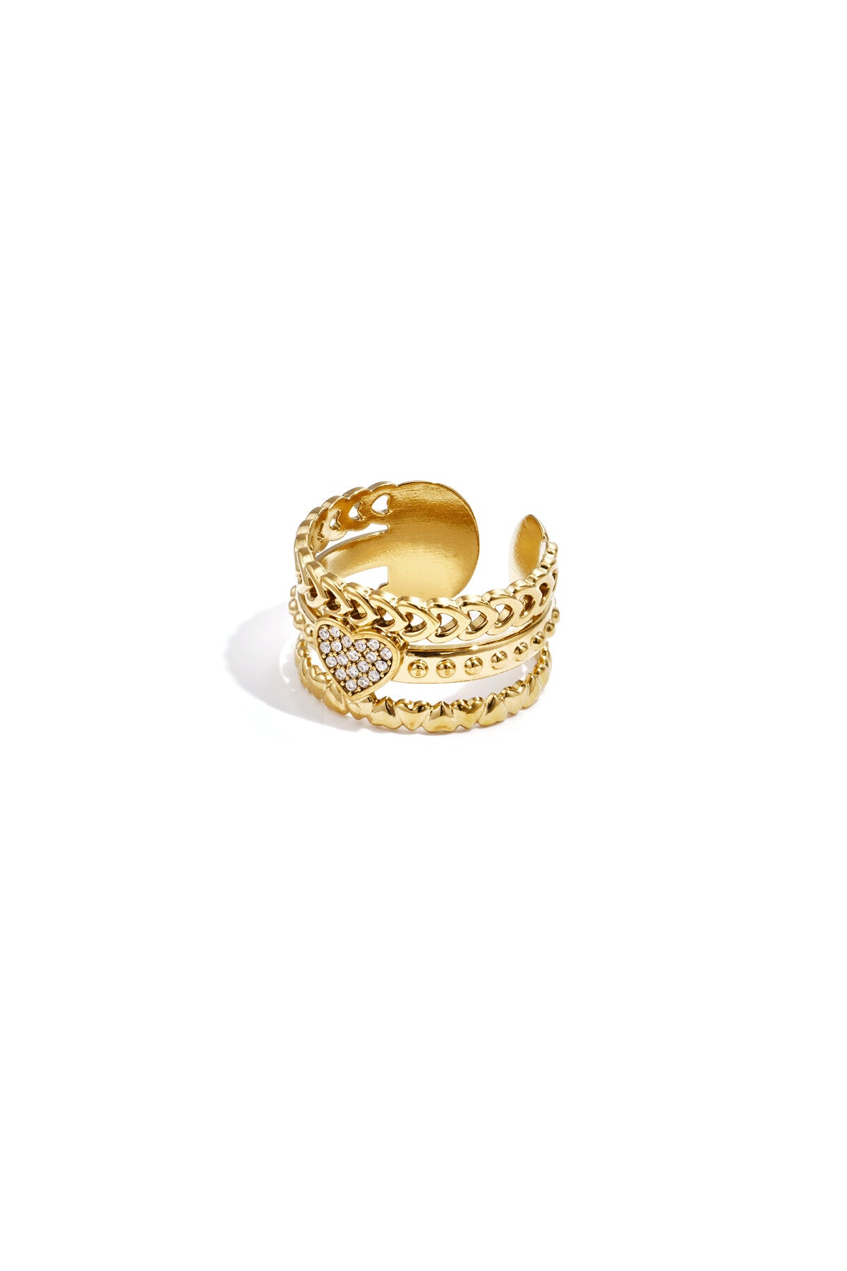 Bague imposante avec une rose au cœur