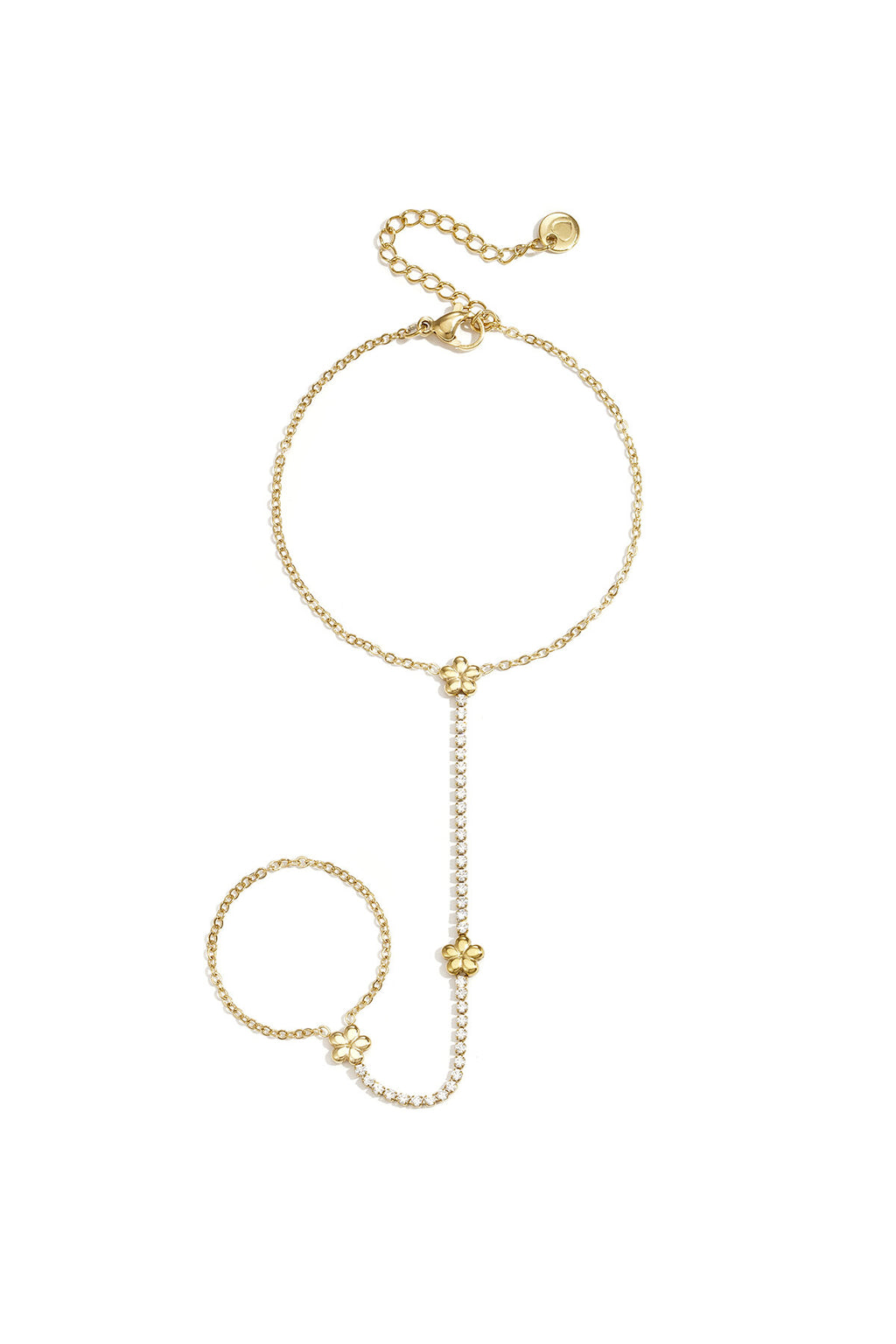 Bracelet de main style tennis avec fleurs