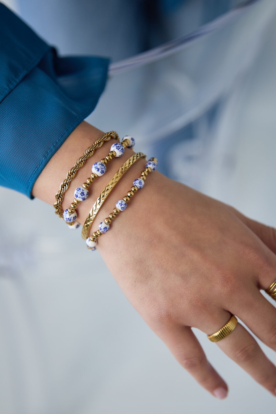Bracelets en acier inoxydable à perles, collection décontractée et simple pour femmes