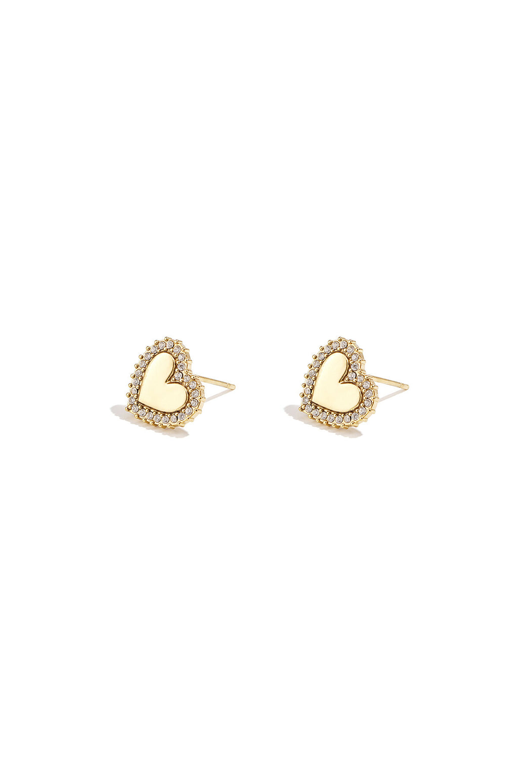 Boucles d'oreilles puces en forme de cœur aux bords sertis
