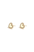 Boucles d'oreilles puces en forme de cœur aux bords sertis