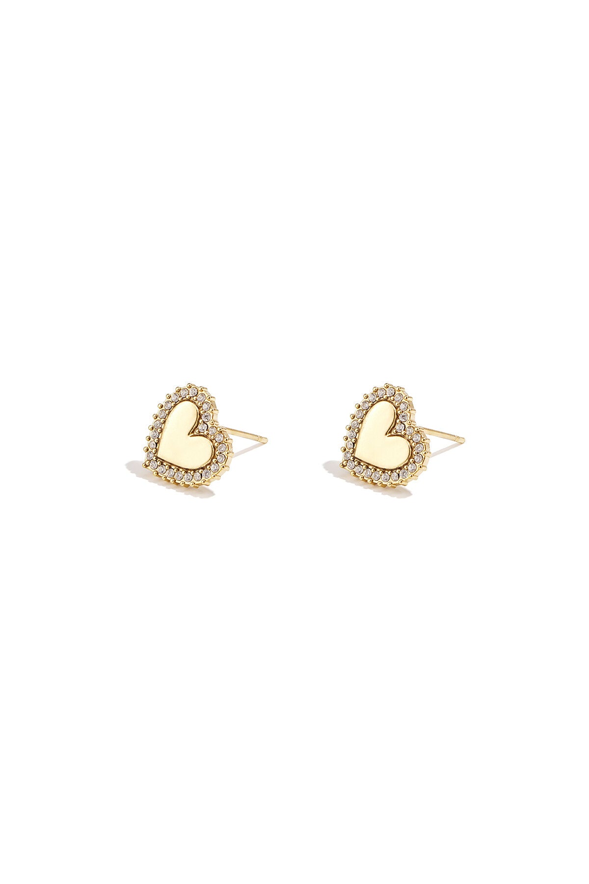 Boucles d'oreilles puces en forme de cœur aux bords sertis
