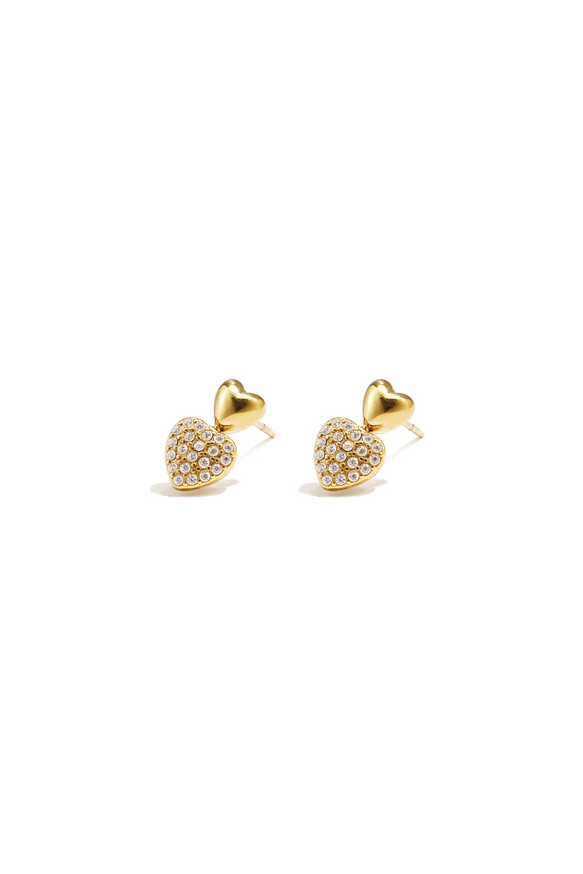 Boucles d'oreilles puces en forme de cœur avec pierres