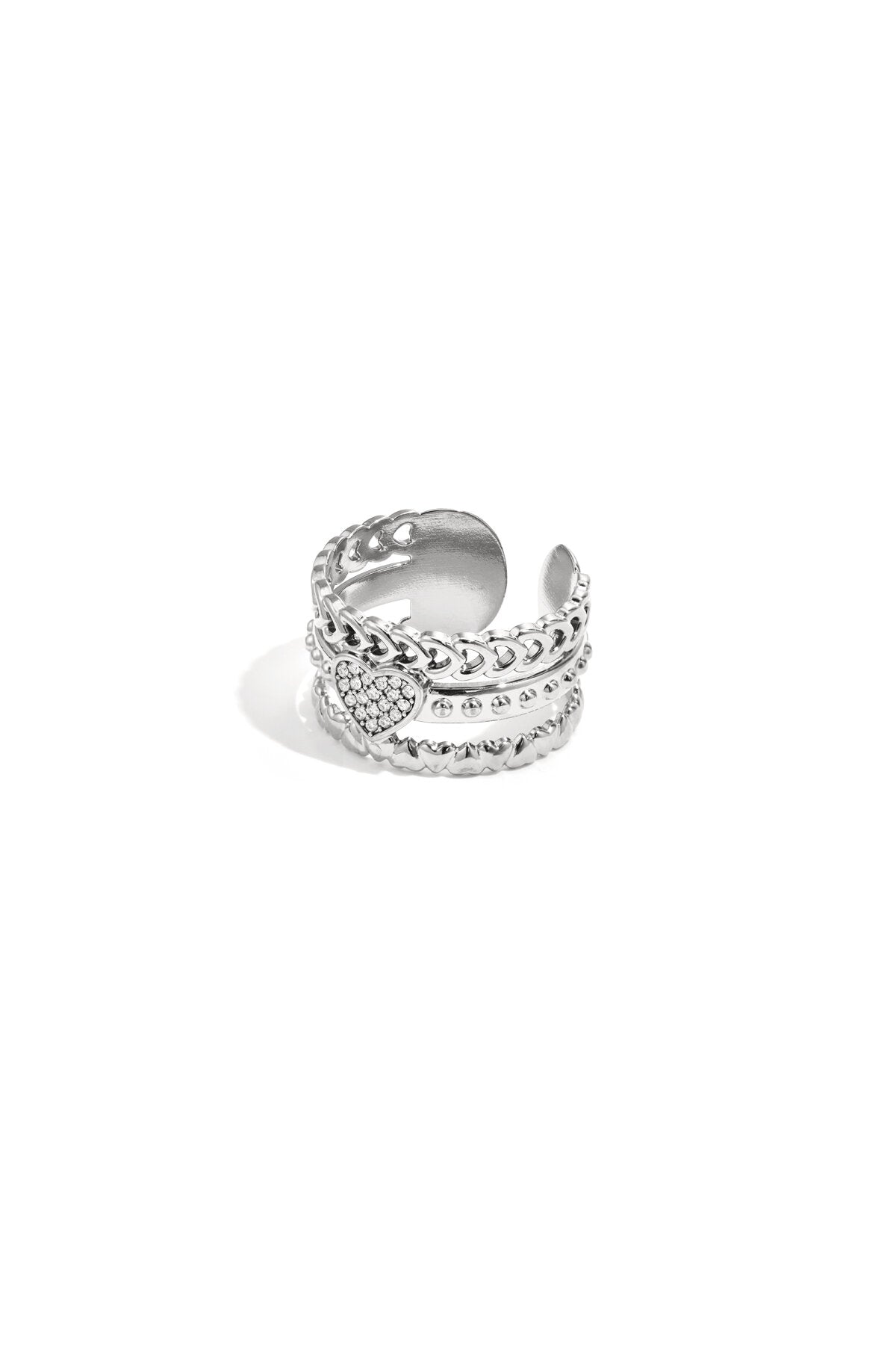 Bague imposante avec une rose au cœur