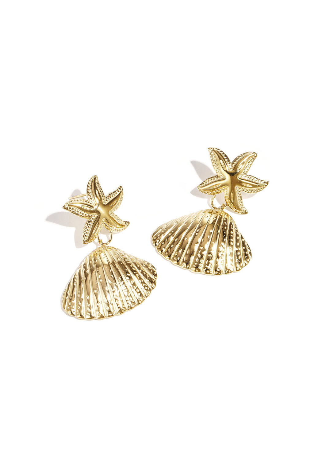 Boucles d'oreilles avec étoile de mer et coquillage