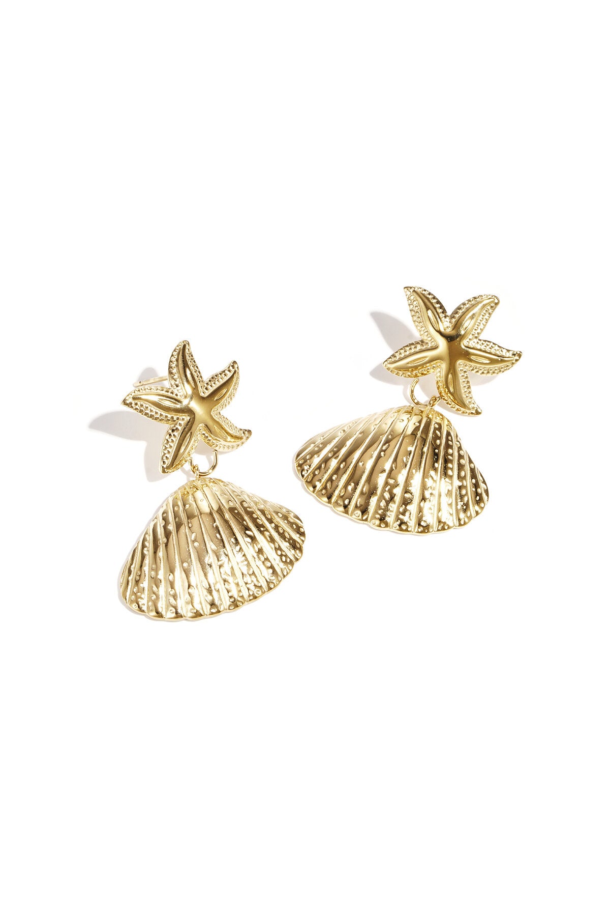 Boucles d'oreilles avec étoile de mer et coquillage