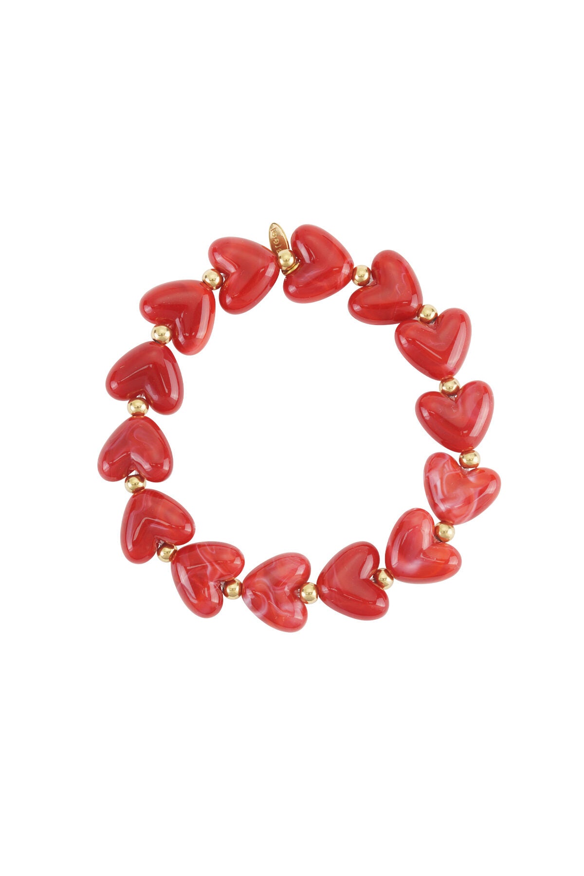 Bracelet élastique en perles en forme de cœur