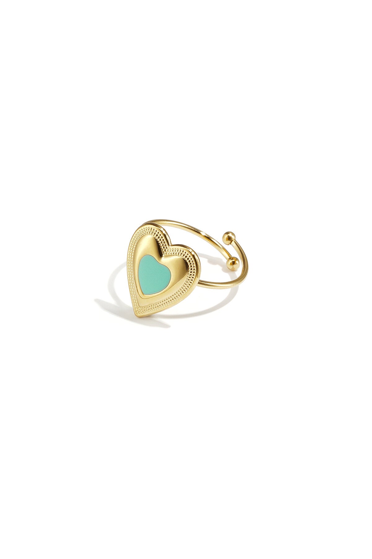 Bague ajustable avec cœur coloré