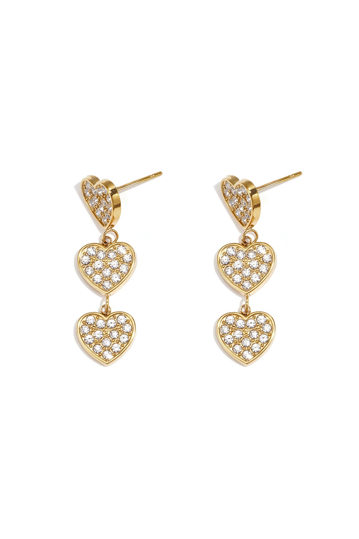 Boucles d'oreilles ornées de 3 cœurs.