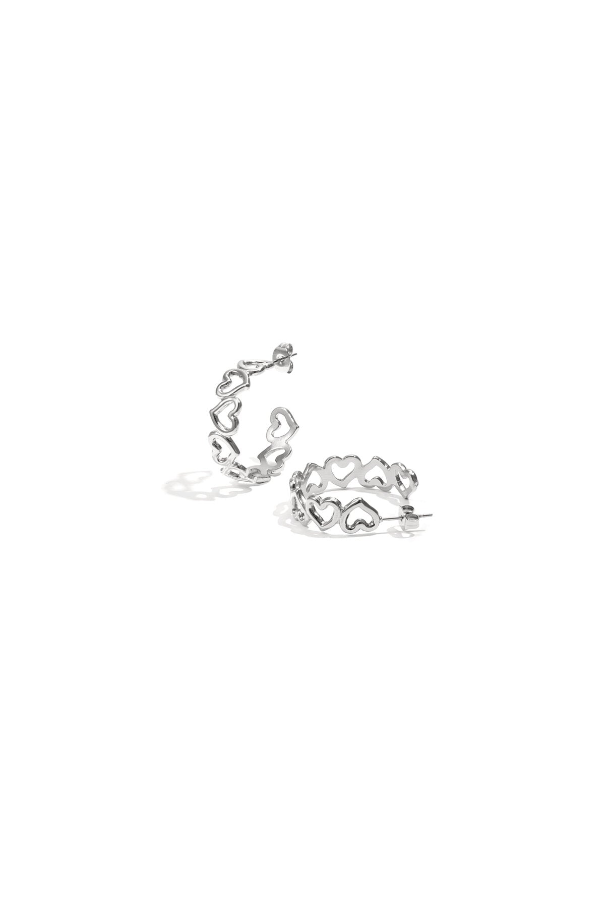 Boucles d'oreilles créoles à cœurs alternés