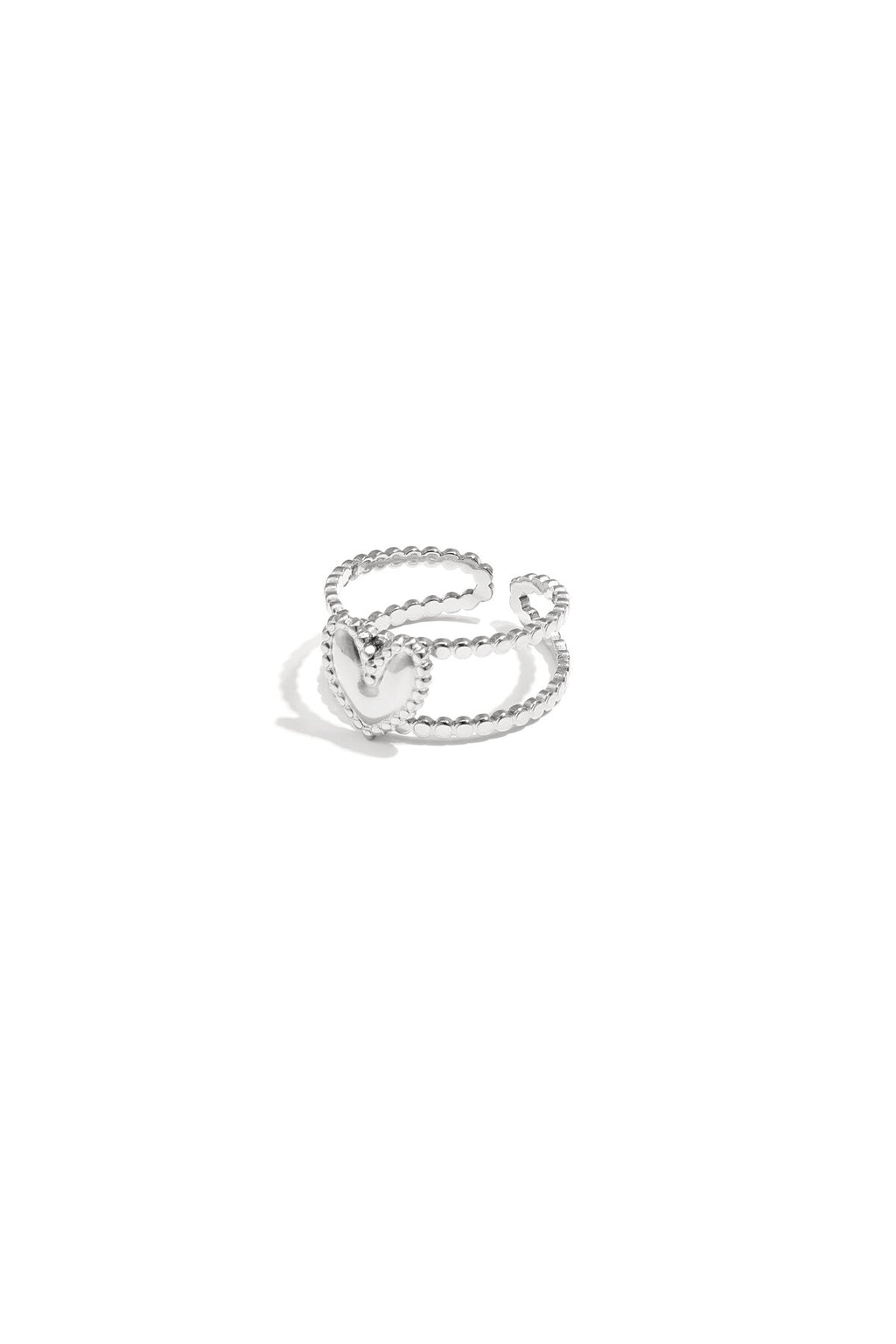 Bague double ajustable avec cœur