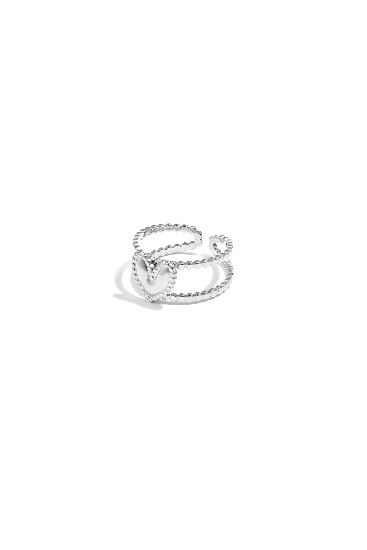 Bague double ajustable avec cœur