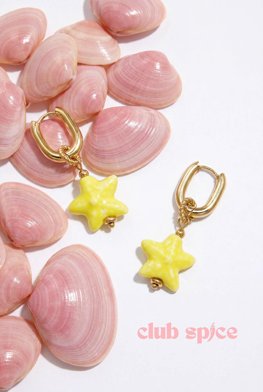 Boucles d'oreilles squovales avec pendentif étoile colorée