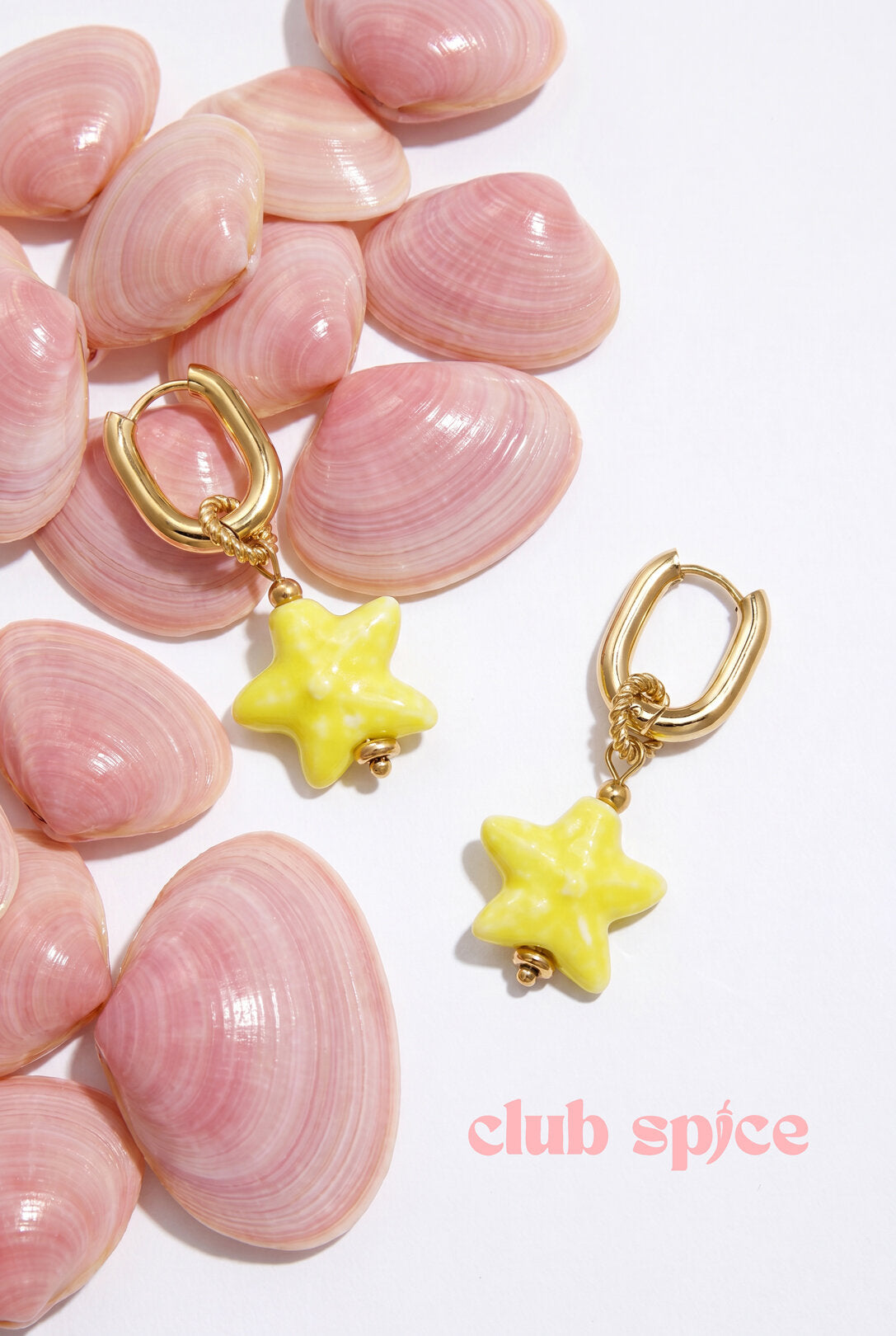 Boucles d'oreilles squovales avec pendentif étoile colorée