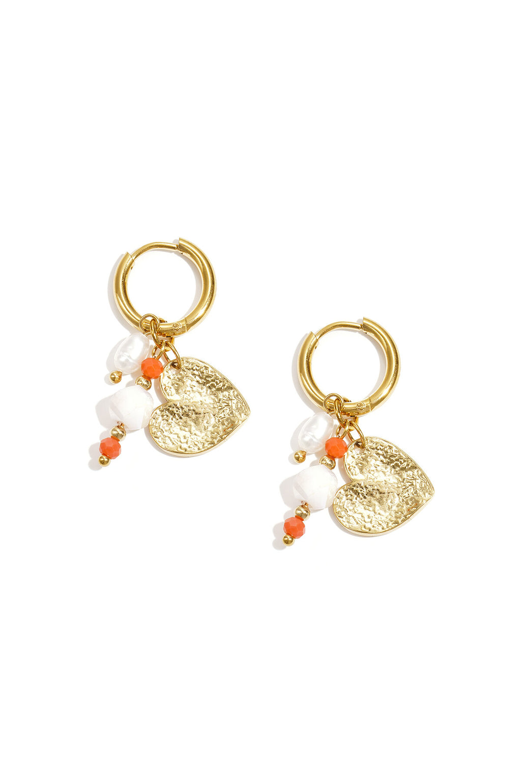 Boucles d'oreilles avec perles et breloque en forme de cœur