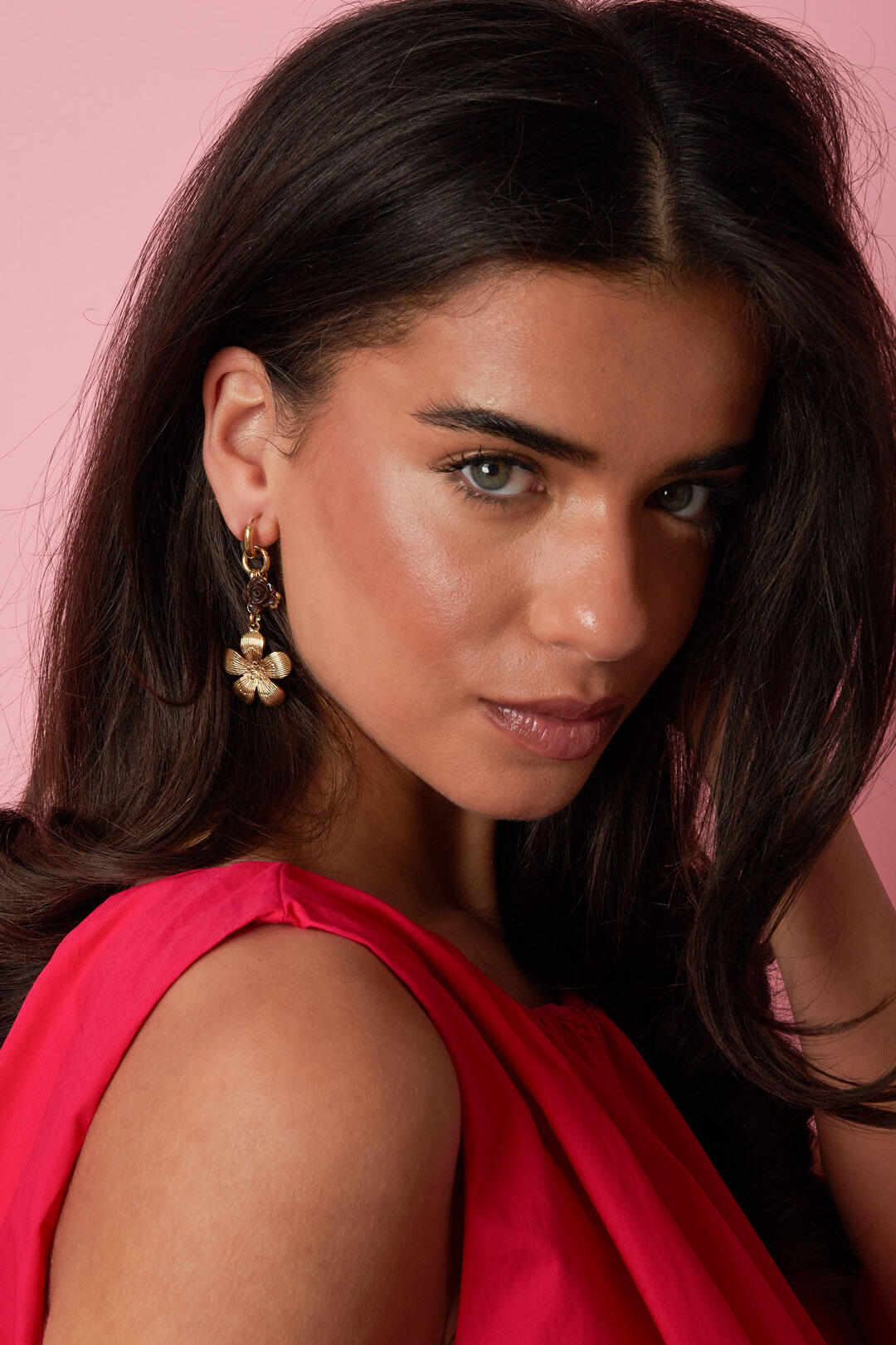 Boucles d'oreilles avec pendentifs en forme de fleur de différentes tailles