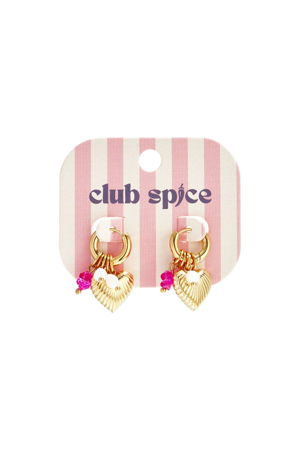 Petites boucles d'oreilles créoles avec perles pendantes, perles de rocaille et un cœur