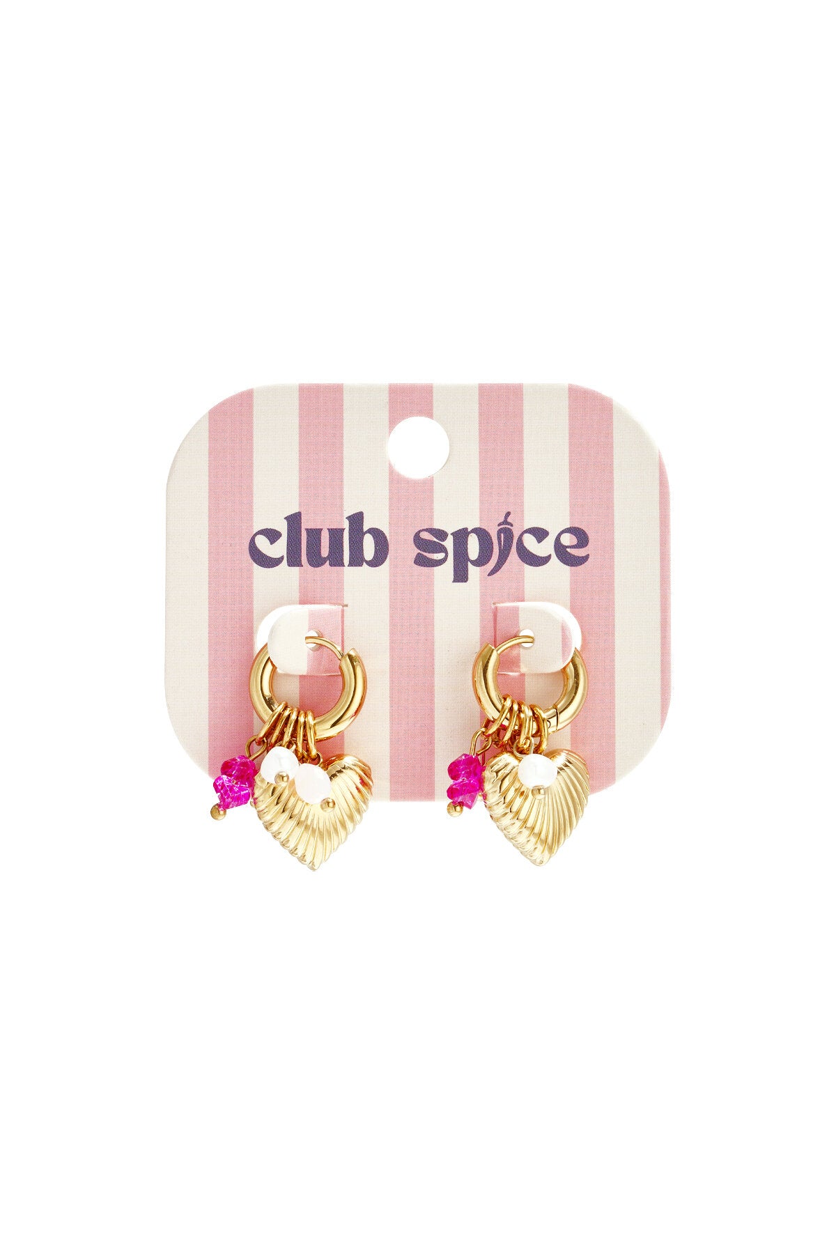 Petites boucles d'oreilles créoles avec perles pendantes, perles de rocaille et un cœur