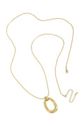 Long collier avec pendentif ovale rayé