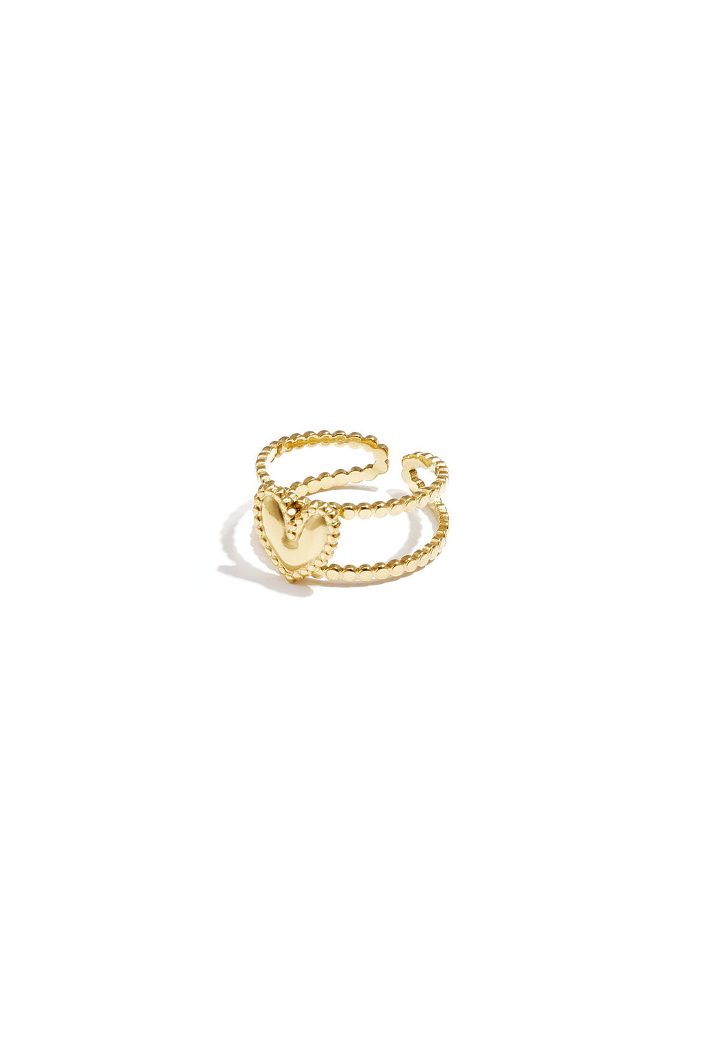 Bague double ajustable avec cœur