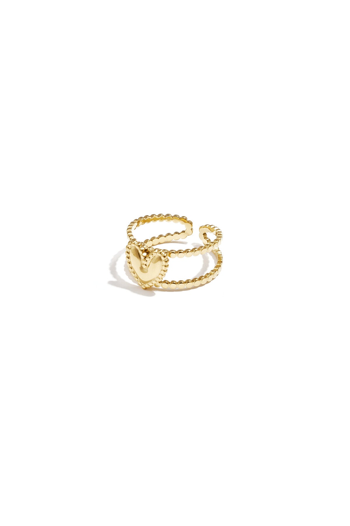 Bague double ajustable avec cœur