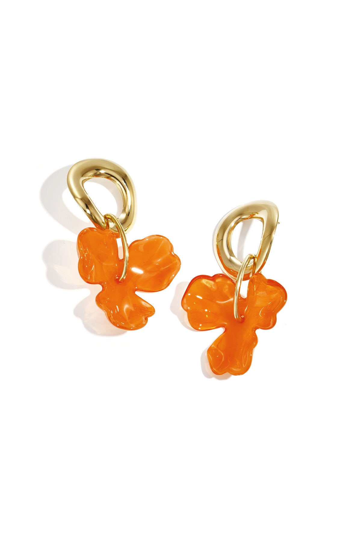 Boucles d'oreilles rondes avec fleur pendante