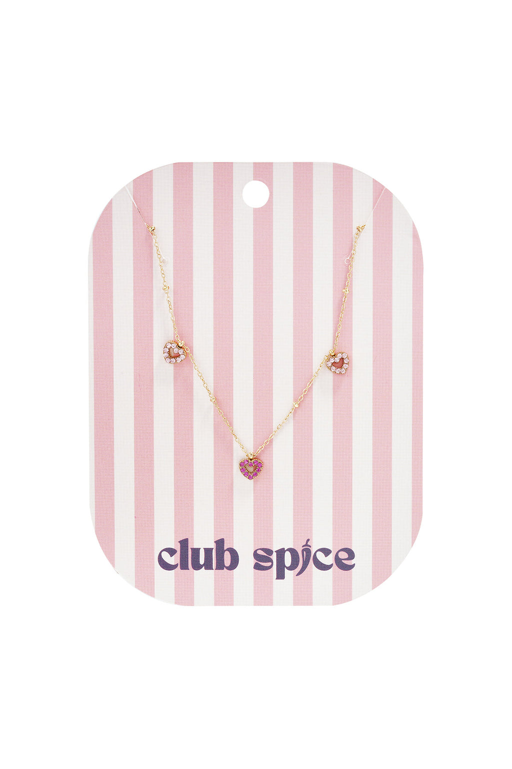 Collier avec des pierres roses en forme de cœur