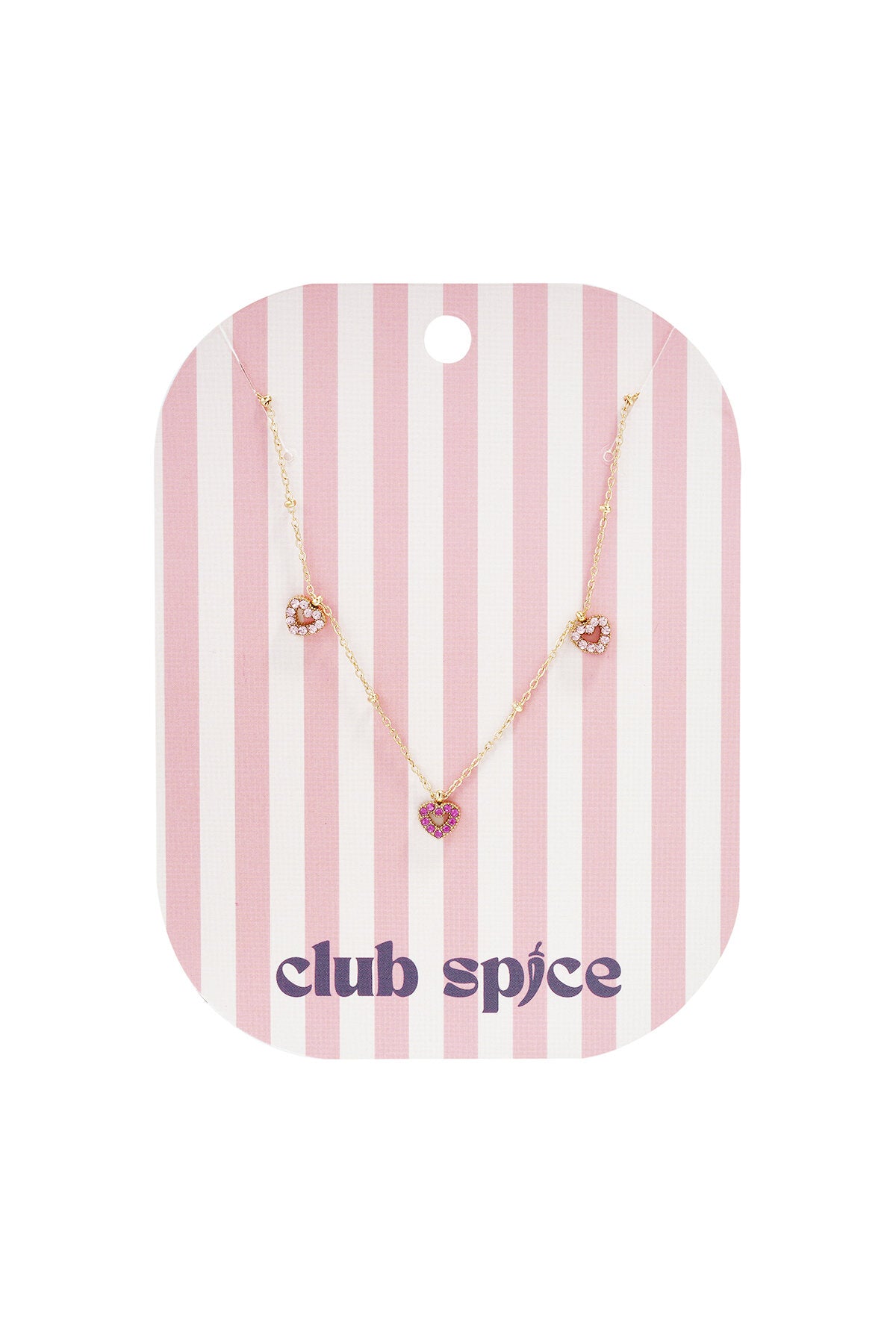 Collier avec des pierres roses en forme de cœur