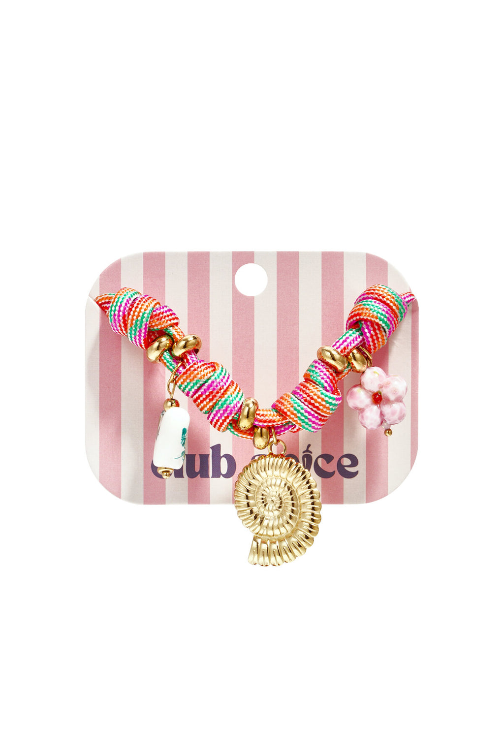 Bracelet en corde avec nœuds et breloques en coquillage