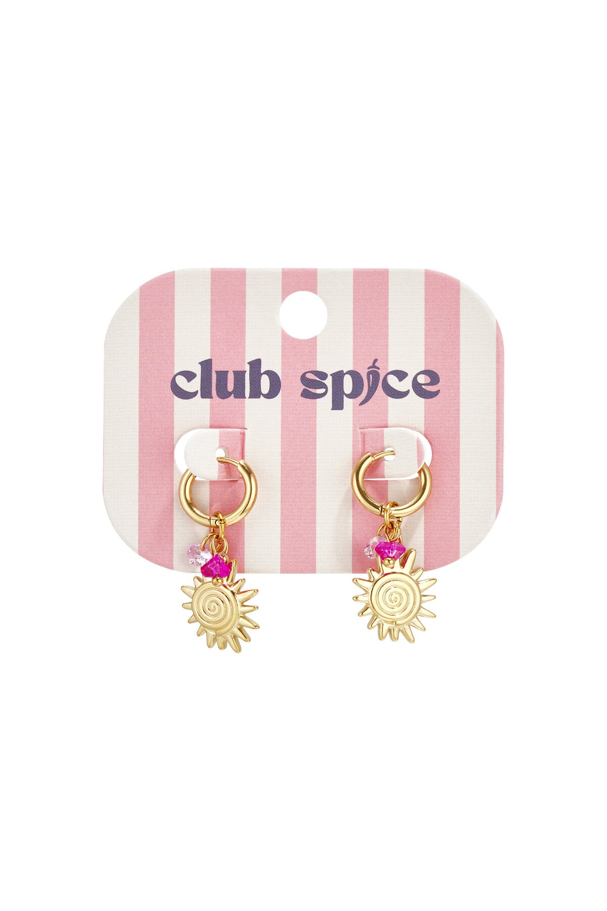 Boucles d'oreilles ornées d'un pendentif soleil et de perles