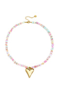 Colliers en acier inoxydable à perles en forme de cœur, collection romantique pour les vacances et le quotidien, bijoux pour femmes