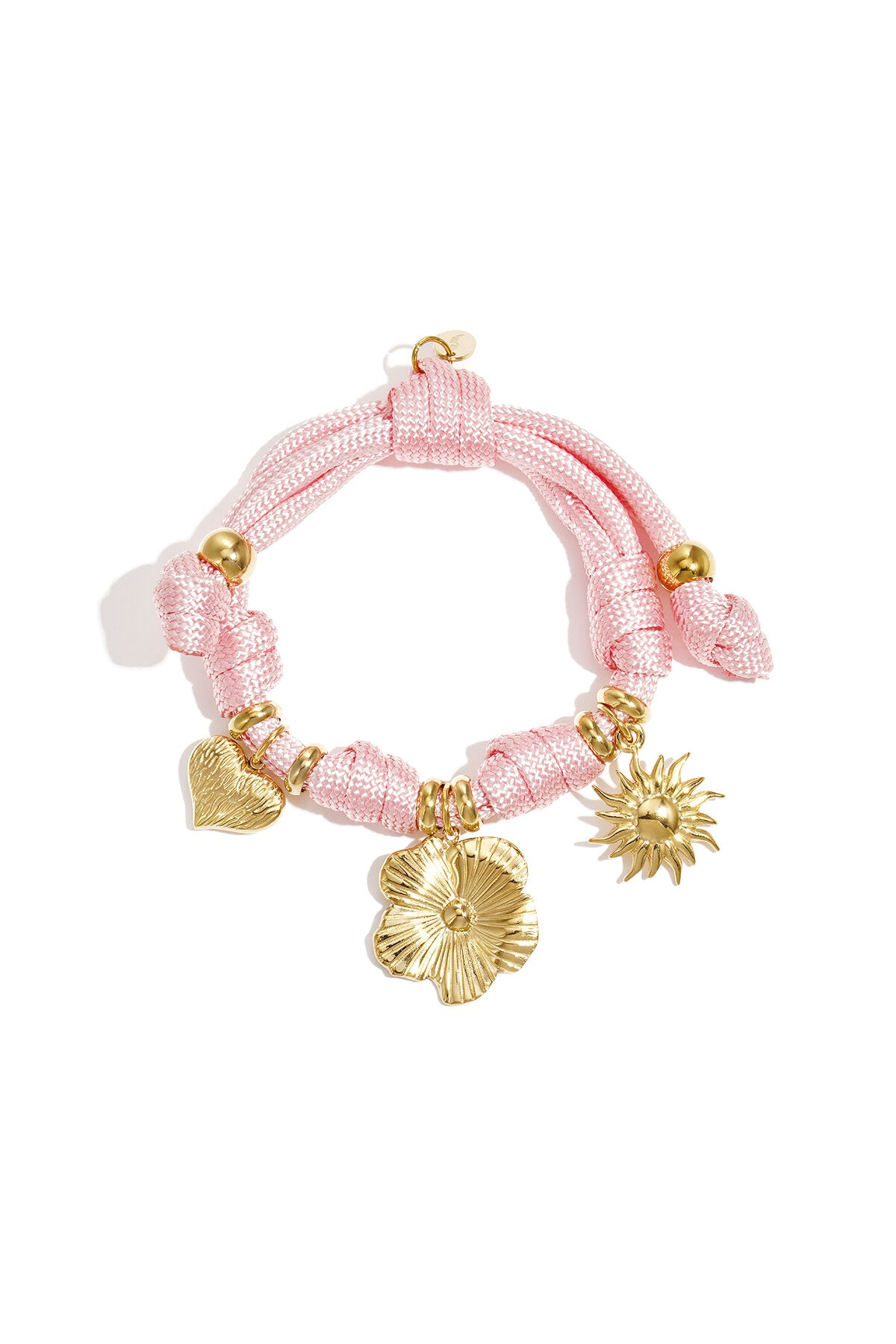 Bracelet en corde avec nœuds et breloques diverses