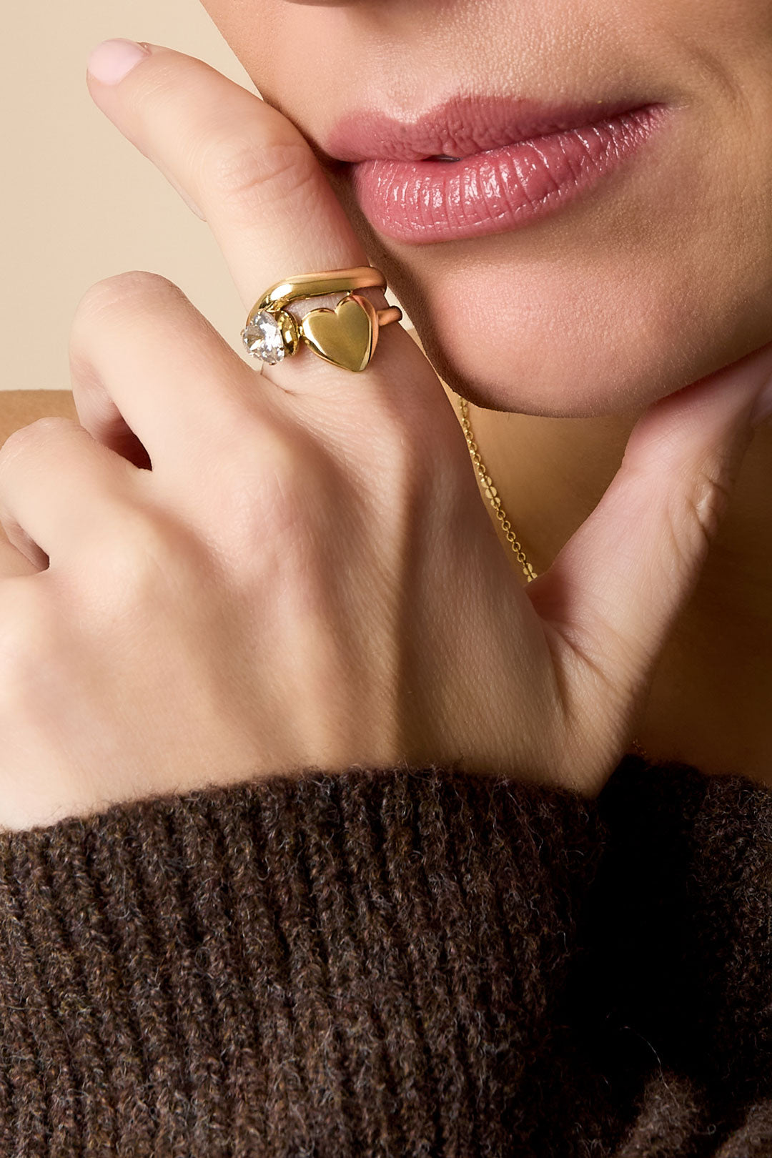 Bagues en acier inoxydable avec pierres précieuses, style cœur, décontractées, simples et quotidiennes, bijoux pour femmes