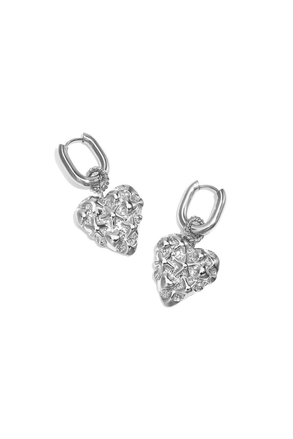 Boucles d'oreilles squovales à motif cœur et étoile