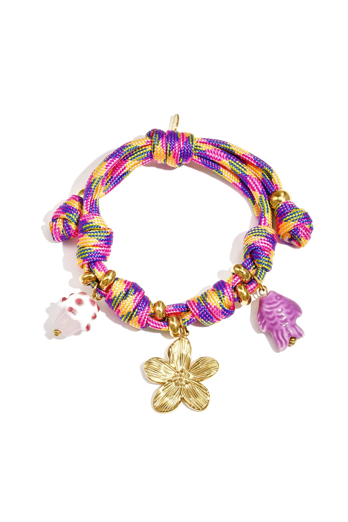 Bracelets à breloques en corde, motif floral, collection romantique décontractée pour le quotidien, bijoux pour femmes