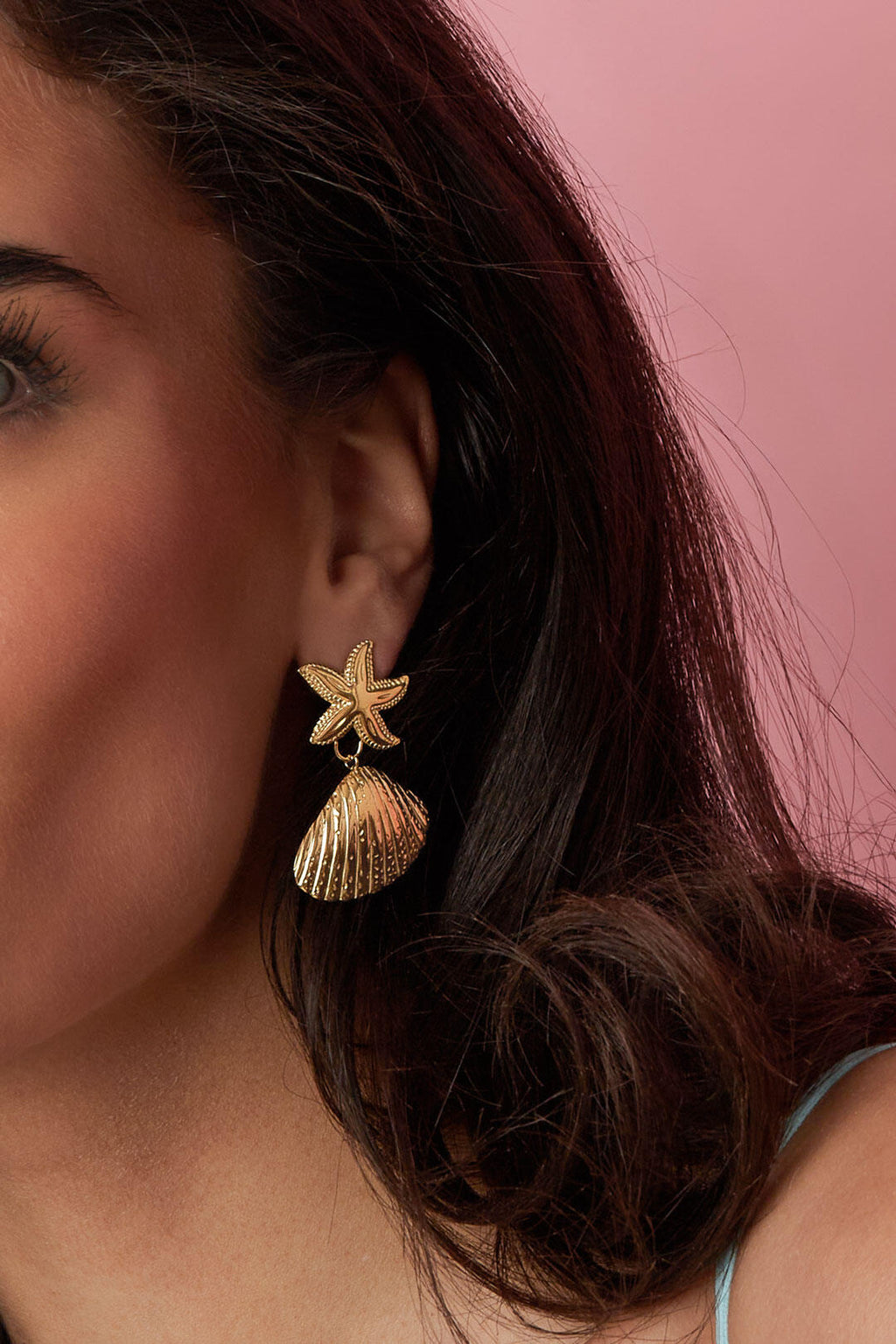 Boucles d'oreilles avec étoile de mer et coquillage