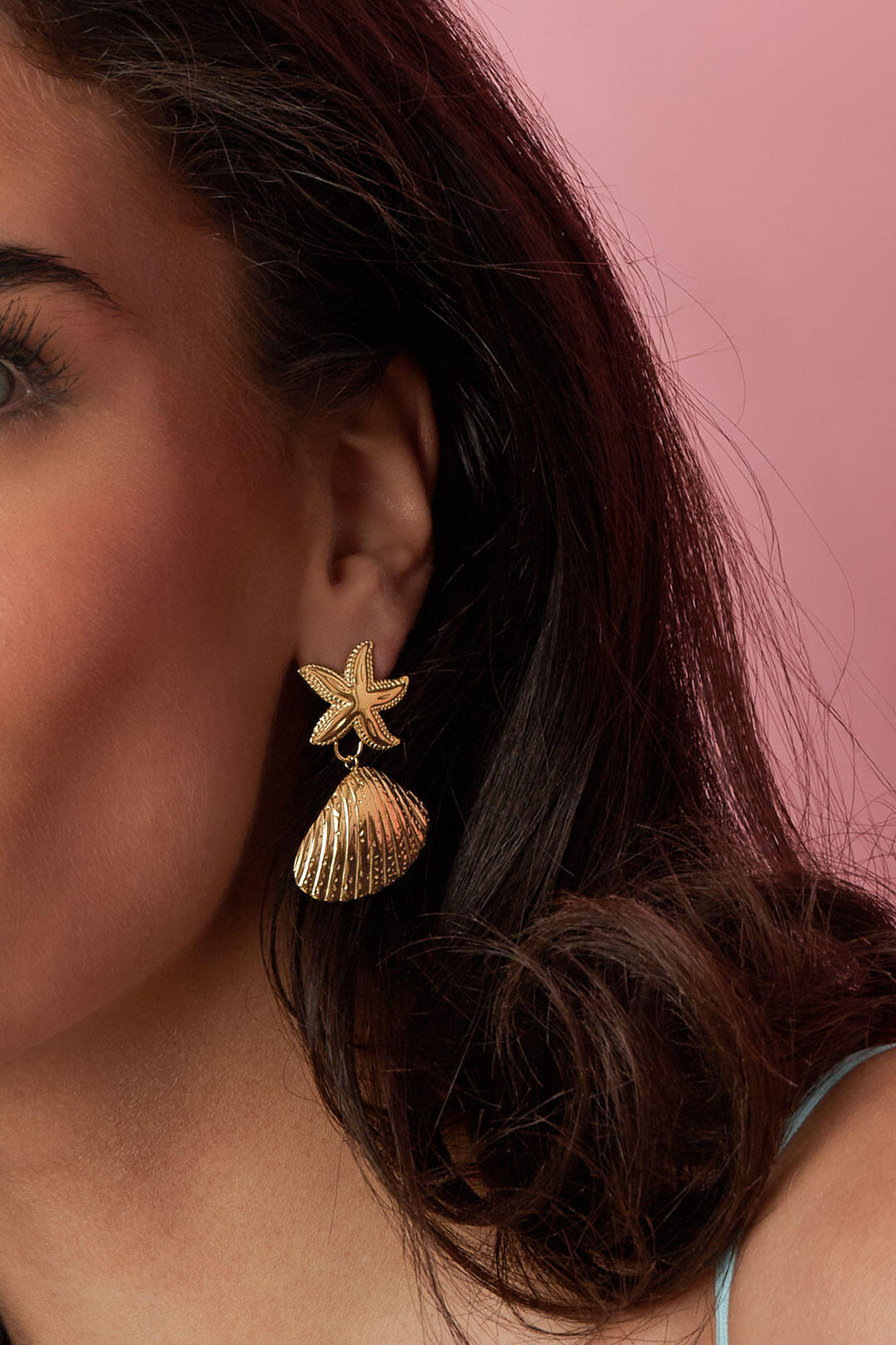 Boucles d'oreilles avec étoile de mer et coquillage