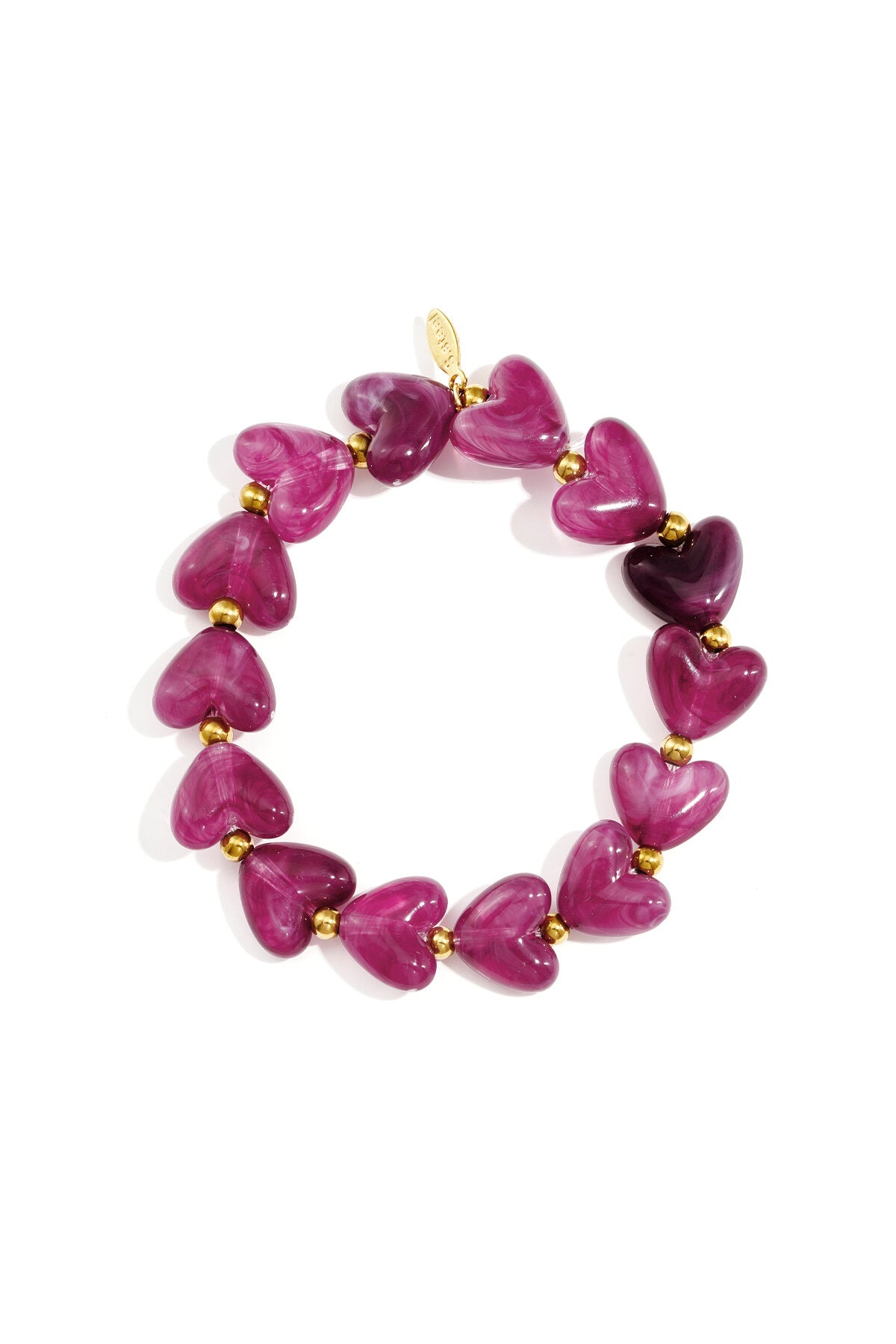 Bracelet élastique en perles en forme de cœur